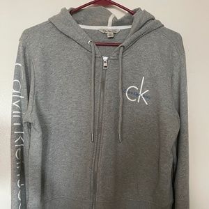 Calvin Klein Zip Up Hoodie- Gray S